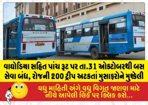 વાઘોડિયા સહિત પાંચ રૂટ પર તા.31 ઓક્ટોબરથી બસ સેવા બંધ, રોજની 200 ટ્રીપ અટકતાં મુસાફરોને મુશ્કેલી